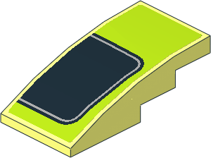 Slope Brick Curved  4 x  2 with Black Trapezoid on Lime Background Right Sticker