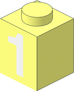 Brick  1 x  1 with White "1" Sticker