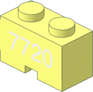 Brick  1 x  2 with Cable Cutout with White "7720" Sticker