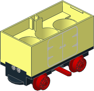 Train Battery Box Car with Three Contact Holes, Red Switch Lever and Red Wheels with Wagon Door Outline Sticker(Complete)
