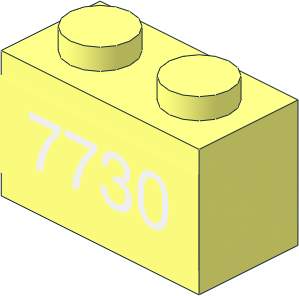 Brick  1 x  2 with White "7730" Sticker