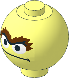 Brick Round Sphere  2 x  2 x  1.667 with Stud with Oscar the Grouch Face Pattern