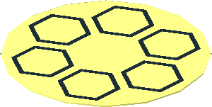 Sticker 1.7 x 1.7 Round with 6 Black Hexagons