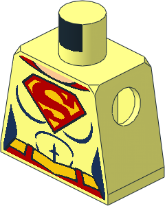 Minifig Torso with Female Outline, Yellow and Red Belt and Superman Logo Pattern