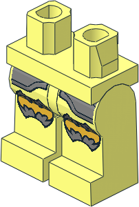 Minifig Hips and Legs with Silver Armour Plates and Knee Pads with Bat Pattern