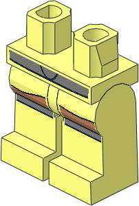 Minifig Hips and Legs with Silver Belt and Black Oval, Nougat Legs and Silver Rimmed Boots Pattern