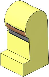 Minifig Leg Left with Nougat Leg and Silver Rimmed Boot Pattern