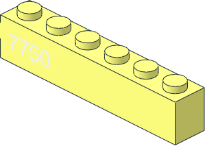 Brick  1 x  6 with White "7750" Left Sticker