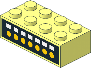 Brick  2 x  4 with  7 White Squares, 7 Yellow Circles Sticker