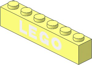 Brick  1 x  6 with White "LEGO" Pattern