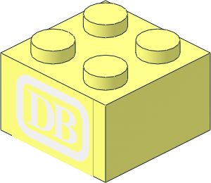 Brick  2 x  2 with White German Railways Logo Sticker