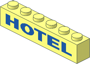 Brick  1 x  6 with Blue "HOTEL" Pattern