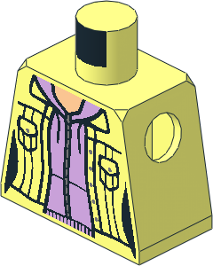 Minifig Torso with Female Jacket, Pockets and Lavender Hoodie Pattern