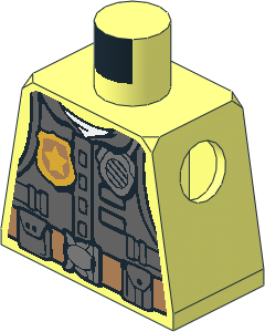 Minifig Torso with Dark Bluish Grey Police Vest, Badge, Radio and Belt Pattern