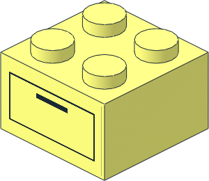 Brick  2 x  2 with Black Drawer Sticker