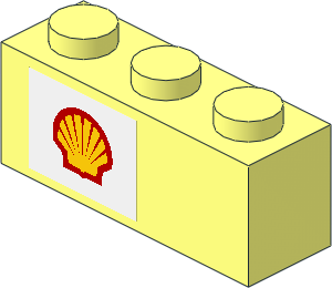 Brick  1 x  3 with Shell Logo 1971 Left Sticker