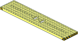 Train Base  6 x 28 with 23 Holes with Black and Yellow Danger Stripes Sticker