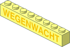 Brick  1 x  8 with Yellow "WEGENWACHT" Sticker