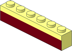 Brick  1 x  6 with Dark Red Bottom Stripe Pattern