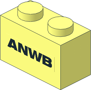 Brick  1 x  2 with "ANWB" Sticker on Both Sides