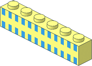 Brick  1 x  6 with 24 Light Blue Squares Pattern