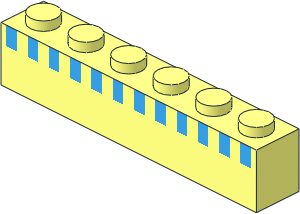 Brick  1 x  6 with Upper 12 Light Blue Squares Pattern