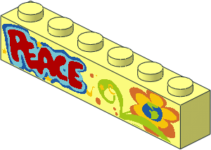 Brick  1 x  6 with "PEACE" and Flower Pattern