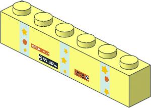 Brick  1 x  6 with Three Stickers on Four Windows Pattern