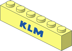 Brick  1 x  6 with Blue "KLM" Pattern