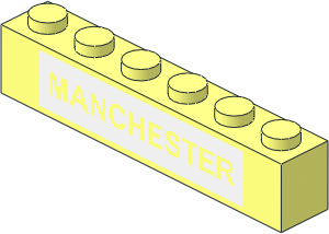 Brick  1 x  6 with "MANCHESTER" on White Background Pattern