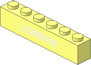 Brick  1 x  6 with "LONDON" White Pattern