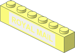 Brick  1 x  6 with "ROYAL MAIL" on White Background Pattern