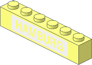 Brick  1 x  6 with "HAMBURG" on White Background Pattern