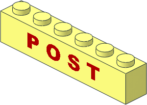 Brick  1 x  6 with "POST" Red Pattern