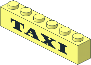 Brick  1 x  6 with Black Thick "TAXI" Pattern