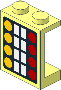 Panel  1 x  2 x  2 with Four Red Circles, Eight White Rectangles and Four Yellow Circles Sticker