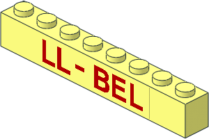 Brick  1 x  8 with Red "LL-BEL" Sticker on Both Sides