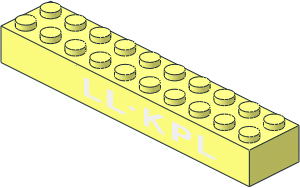 Brick  2 x 10 with White "LL-KPL" Sticker on Both Sides