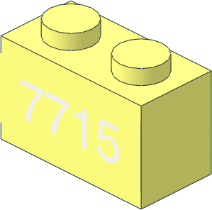 Brick  1 x  2 with White "7715" Sticker