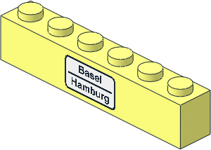 Brick  1 x  6 with "Basel - Hamburg" Centre Sticker