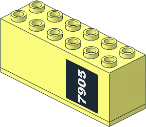 Brick  2 x  6 x  2 Weight with Plate Bottom with White "7905" on Black Background Sticker