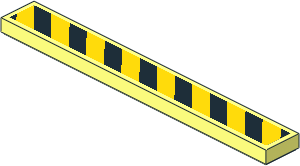 Tile  1 x  8 with Black and Yellow Danger Stripes Leaning Left Sticker