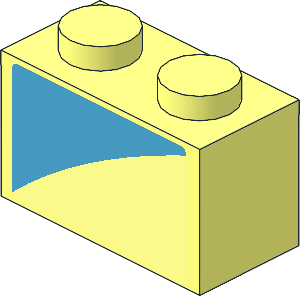 Brick  1 x  2 without Centre Stud with Dark Azure Curved Triangle Left Sticker