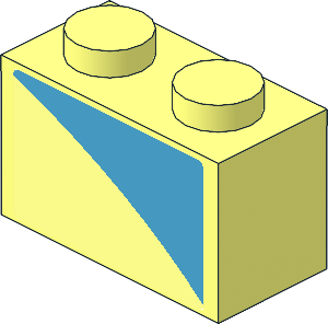 Brick  1 x  2 without Centre Stud with Dark Azure Curved Triangle Right Sticker