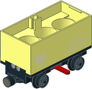 Train Battery Box Car with Three Contact Holes, Red Switch Lever, Black Wheels and Magnets with "DB 7722" Sticker(Complete)