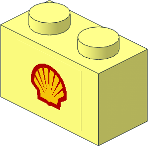 Brick  1 x  2 with Shell Logo 1971 on Transparent Background Sticker