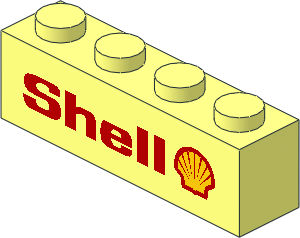 Brick  1 x  4 with "Shell" and Shell Logo 1971 - Logo Right Sticker