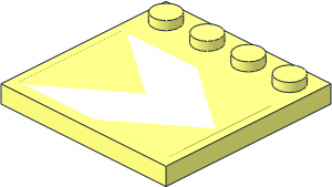 Plate  4 x  4 with 4 Studs on One Edge with White Landing Arrow Sticker
