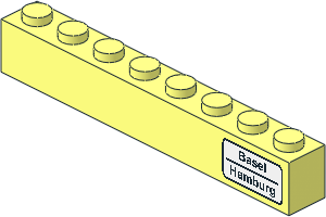 Brick  1 x  8 with "Basel - Hamburg" Right Sticker