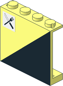 Panel  1 x  4 x  3 with Lower-Right Black Triangle Pattern with Crossed Knife and Fork Sticker
